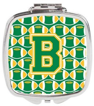 CJ1069-BSCM Letter B Football Green & Gold Compact Mirror