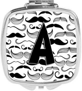 CJ2009-ASCM Letter a Moustache Initial Compact Mirror