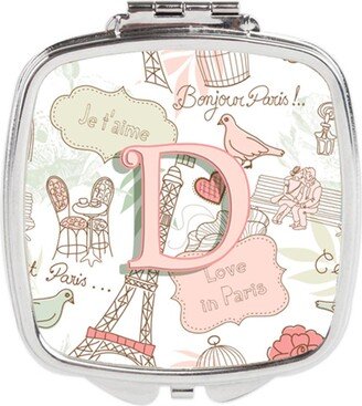 CJ2002-DSCM Letter D Love in Paris Pink Compact Mirror