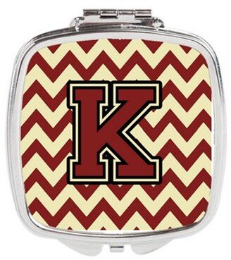 CJ1061-KSCM Letter K Chevron Maroon & Gold Compact Mirror