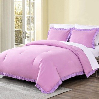 Shatex Ruffled Purple Comforter Set