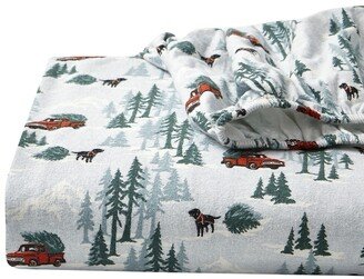 Tree Farm Cotton Flannel 4-Piece King Sheet Set