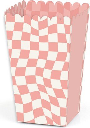 Big Dot Of Happiness Pink Checkered Party - Favor Popcorn Treat Boxes - Set of 12
