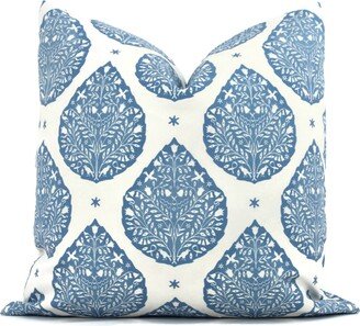 Wedgewood Blue Lotus Flower Decorative Pillow Cover, Throw Pillow, Accent Sham, Cushion Cover