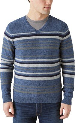 Welterweight Stripe V-Neck Cotton & Linen Sweater