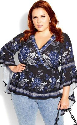 | Women's Plus Size Top Ashley Scarf - Blk Epic Border - 14W