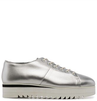 Metallic Lace-Up Leather Shoes