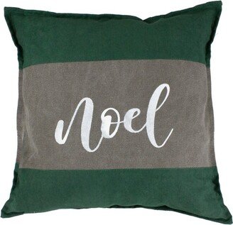 Northlight 18 Green and Brown Suede Noel Christmas Square Throw Pillow