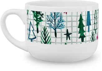 Mugs: Noel Collection - Winterscape Latte Mug, White, 25Oz, Green