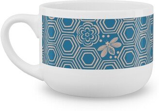 Mugs: Honeyrose Latte Mug, White, 25Oz, Blue