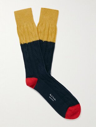 Albert Colour-Block Cable-Knit Socks