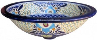 Mexican Talavera Sink Oval Drop in Handcrafted Ceramic - Cancun