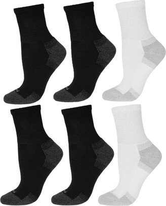 Men's Diabetic Half Cushion Quarter 6 Pair Pack Socks