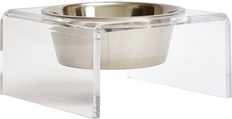 Hiddin Clear Single Bowl Pet Feeder With Silver Bowls