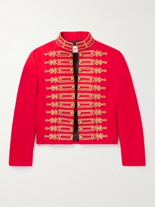 Slim-Fit Embroidered Button-Embellished Wool Jacket