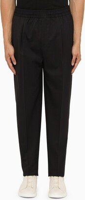 Navy wool regular trousers