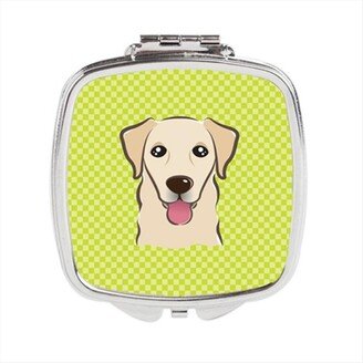 BB1314SCM Checkerboard Lime Green Golden Retriever Compact Mirror, 2.75 x 3 x .3 In.