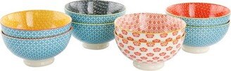 Home 8 Piece 6 Inch Stoneware Cereal Bowl Set in Assorted Designs