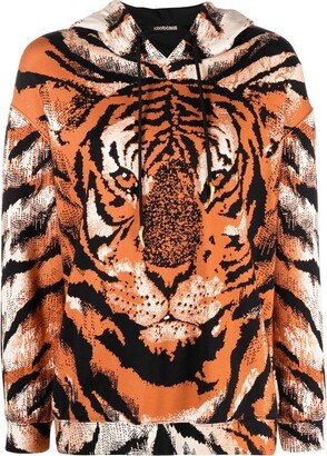 Tiger-Print Drawstring Hoodie
