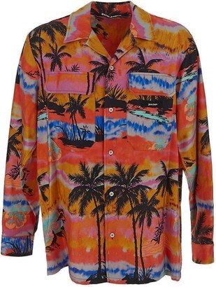 All-Over Palm Printed Buttoned Shirt