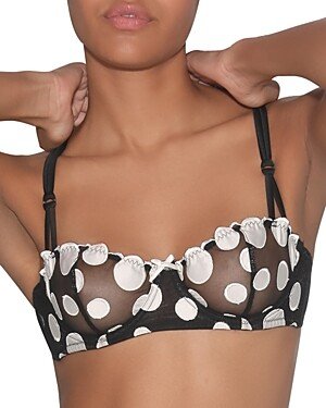 Polka Dot Embroidery Balconette Bra