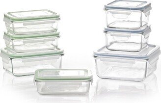 14 Piece Oven, Freezer, and Microwave Safe Stackable Glass Food Storage & Bakeware Container Set w/ Latching Lids for Storage and Meal Prep