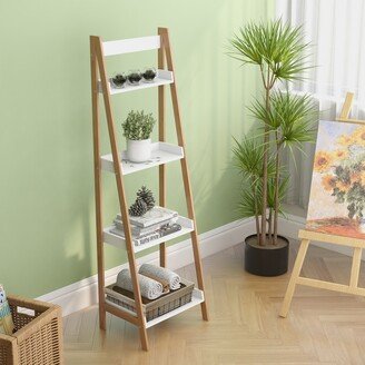 HwoamneT 4-Tier Ladder Bookshelf Bookcase