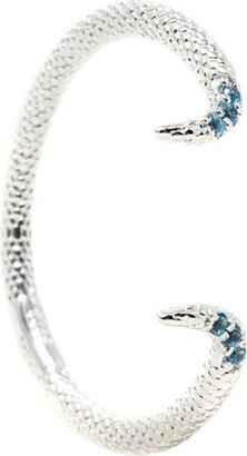 Nasi Silver Fishtail Ring- Blue Topaz, Silver