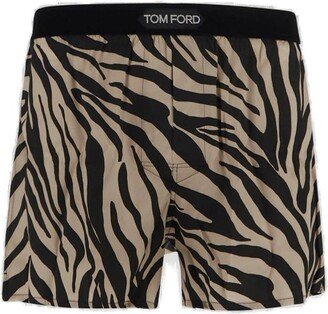 Zebra Printed Logo Waistband Boxers