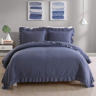 3 Piece Ruffle Quilt Set Lightweight Bedspreads Coverlet