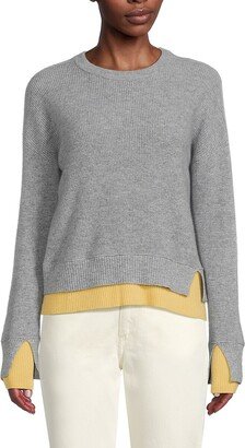 Double Cuff Cashmere Crewneck Sweater