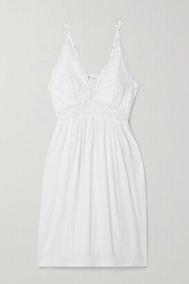 The Mademoiselle Lace-trimmed Stretch-tencel Modal Chemise - White