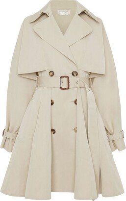 A-line pleated trench coat