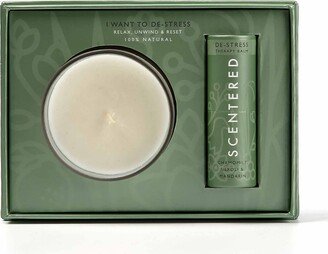 Scentered I Want To De-Stress 2 Pieces Gift Set, 0.17 oz Balm and 3 oz Candle