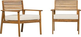 Hewson Modern Slat-Back Acacia Patio Club Chair