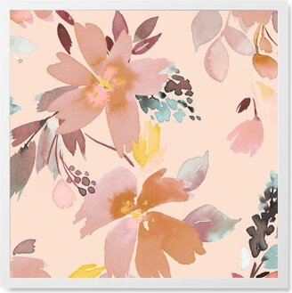 Photo Tiles: Summery Oleander Floral - Soft Pink Photo Tile, White, Framed, 8X8, Pink