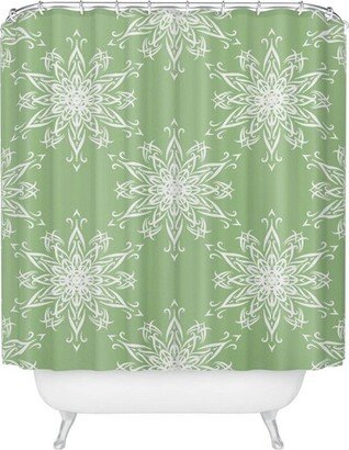 Lisa Argyropoulos La Boho Snow Shower Curtain Green