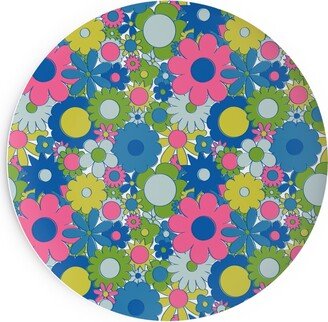 Salad Plates: Funky Daisy Floral - Neon Salad Plate, Multicolor