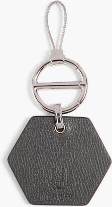 Printed textured-leather keychain-AA