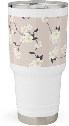 Travel Mugs: Climbing Flower - Pink Travel Tumbler, 30Oz, Pink