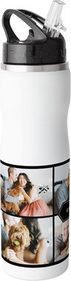 Photo Water Bottles: Geo Statement Name Stainless Steel Water Bottle With Straw, 25Oz, With Straw, Black