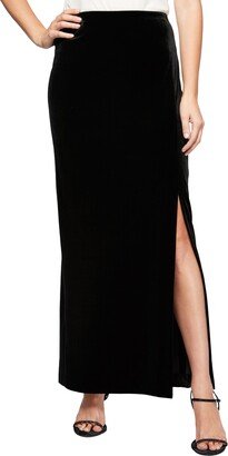 Side Slit Velvet Maxi Skirt