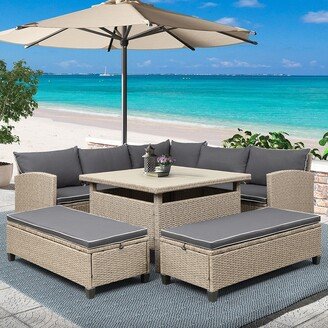 hommetreeinc 6-Piece Patio Furniture Set Outdoor Sectional Sofa for Backyard