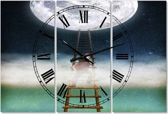 Designart Reach For the Moon Large Modern 3 Panels Wall Clock - 23