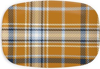 Serving Platters: Desert Sun Plaid Serving Platter, Orange