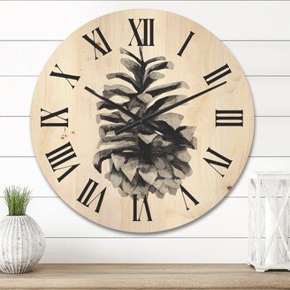 Designart 'Conifer Cone Monochrome' Traditional Wood Wall Clock