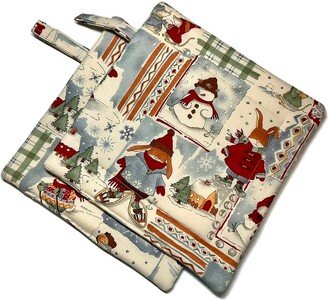 Quilted Pot Holders, Winter Fun, Set Of 2, Alexander Henry