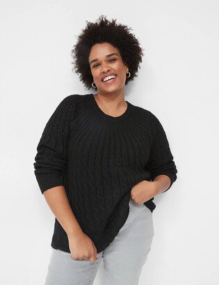 Round-Neck Cable Sweater