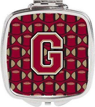 CJ1078-GSCM Letter G Football Garnet & Gold Compact Mirror