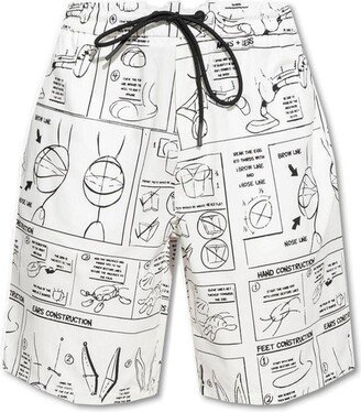 Looney Tunes Sketch Print Drawstring Shorts